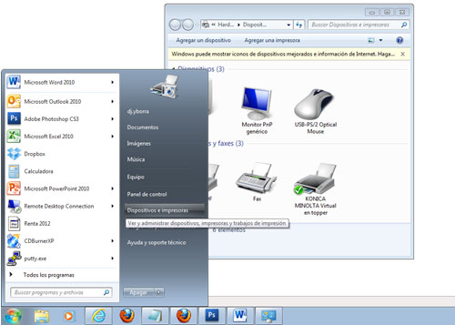 Impresoras en Windows 7